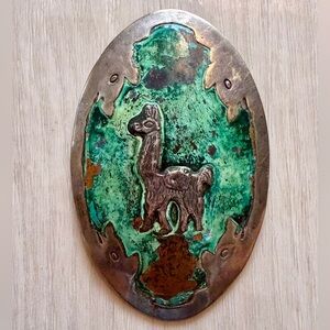 Vintage Sterling Silver Pendant Brooch Llama Peru